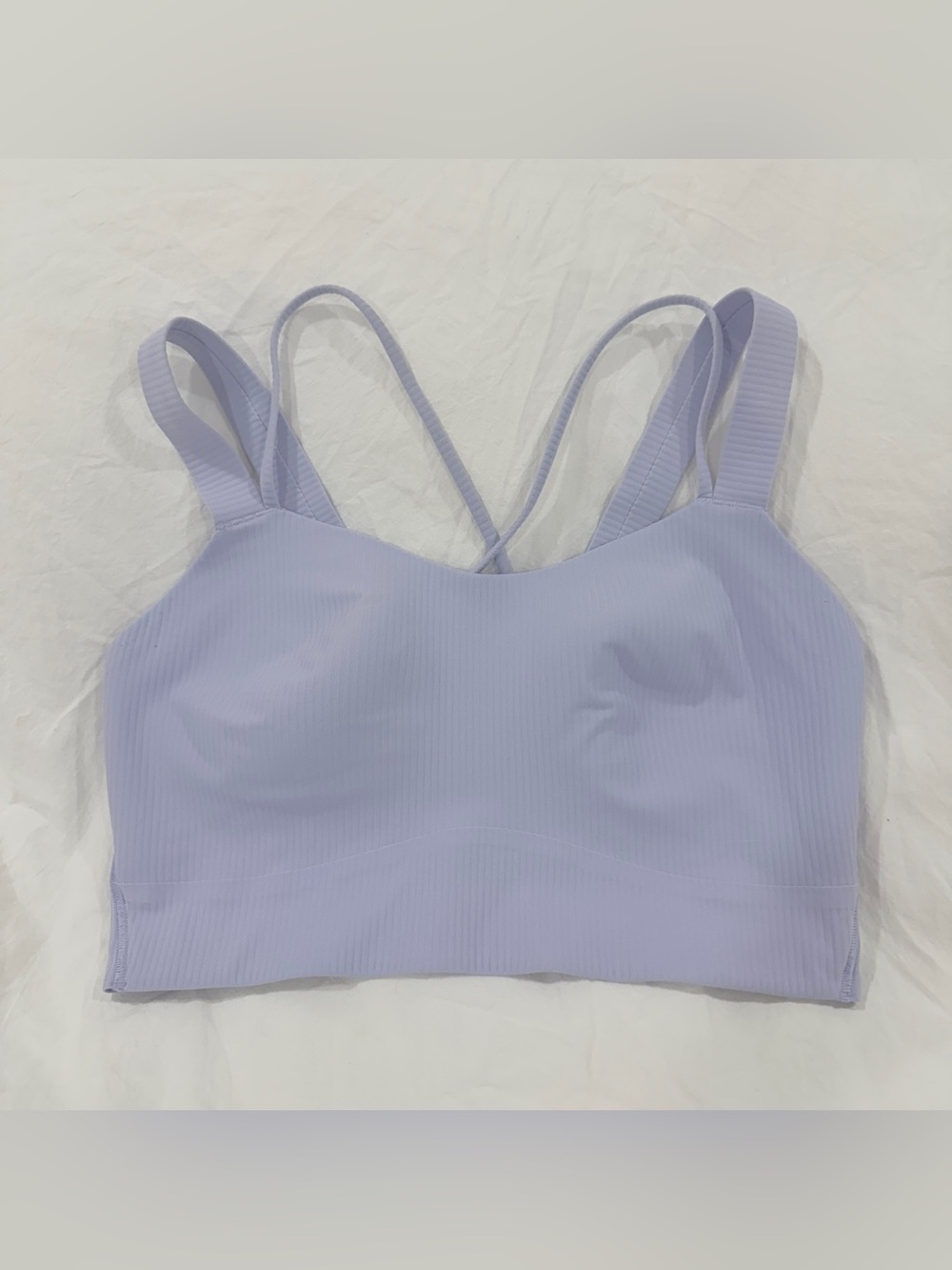 Lululemon Like A Cloud Ribbed Longline Bra pastel blue D/DD (size 6)